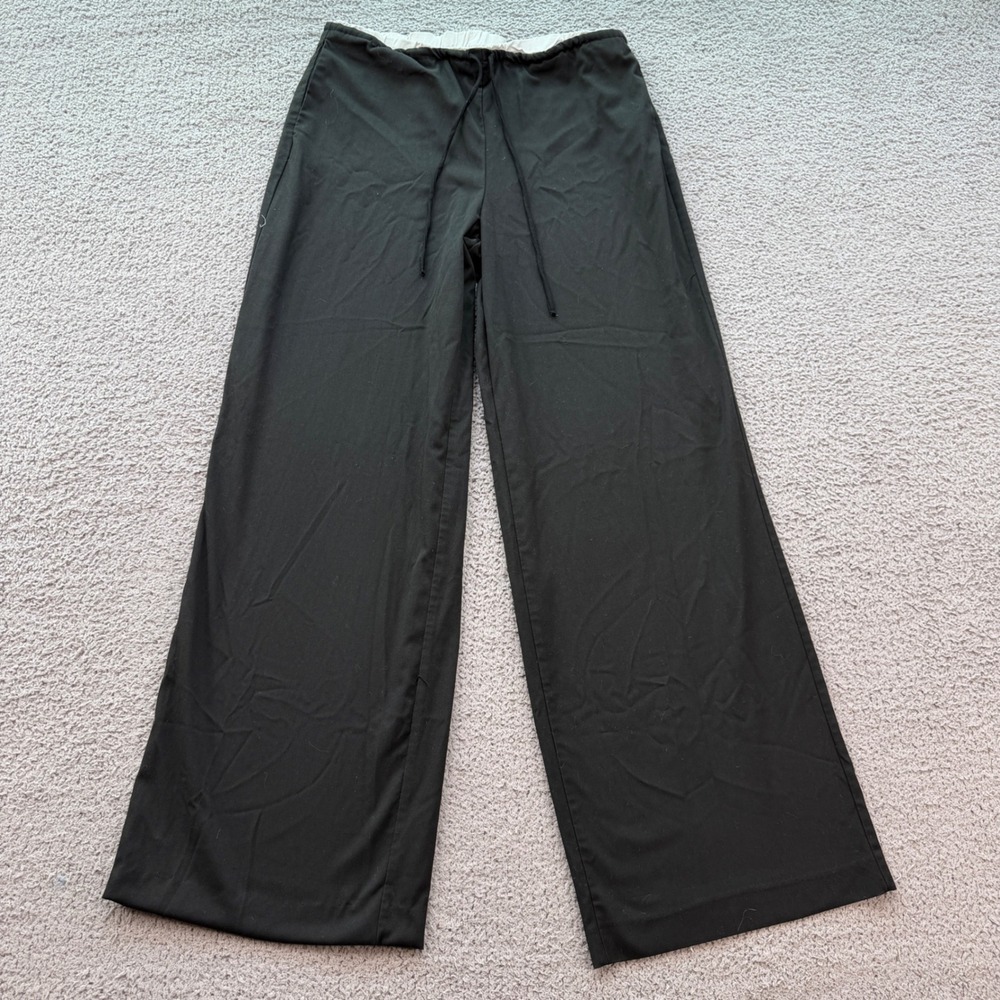 Zara Womens Black Wide Leg Drawstring Trousers Pants Size S Made in Turkey